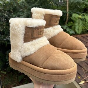 UGG Classic Chillapeak Genuine Shearling Trimmed Boot Women’s SZ 6 Chestnut